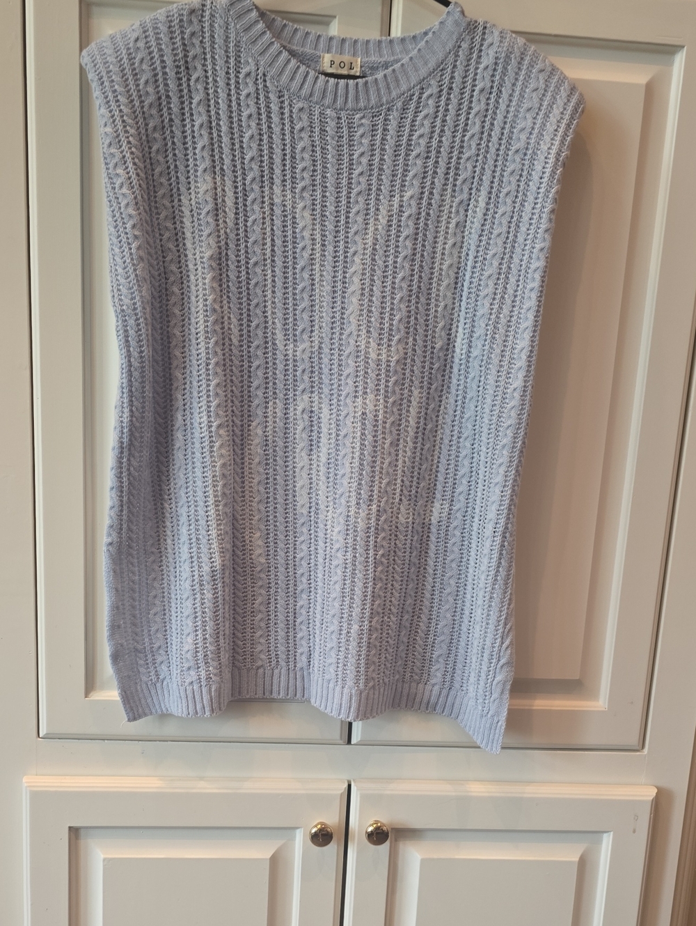 POL Light Blue Cable Knit Sleeveless Sweater